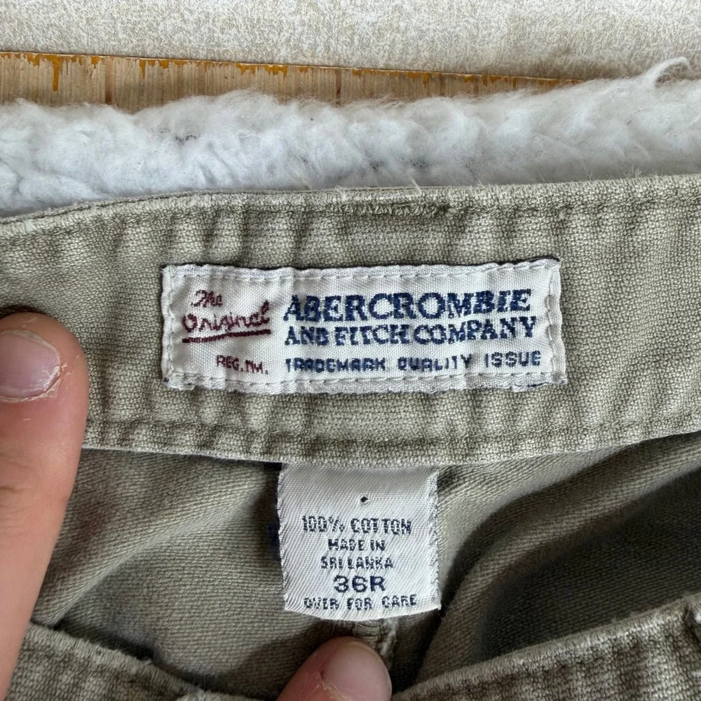 Vintage Abercrombie & Fitch Baker Military Pants Olive Drab 36R (34x31) Wide Leg